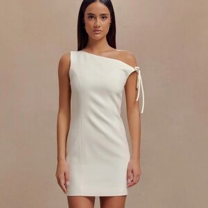 Meshki one shoulder white mini dress